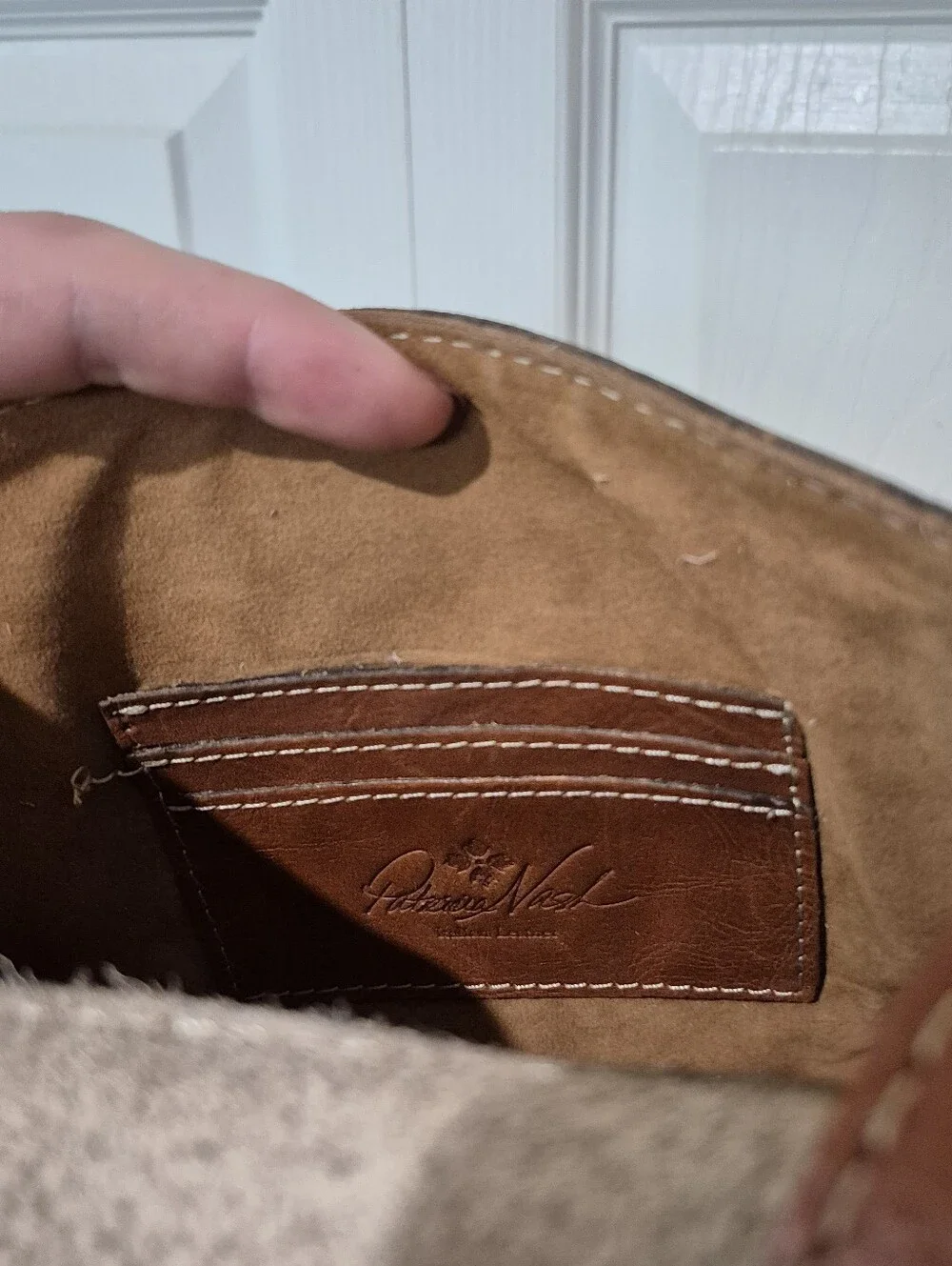 Patricia Nash Small Leather Camel Beige Crossbody Satchel